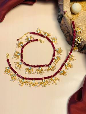 Set of 2 gold-plated bedded anklet 3