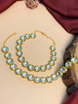Set of 2 gold-plated bedded anklet 2