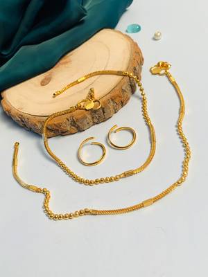 Set of 6 gold plated anklet & adjustable toe ring 1