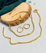 Set of 6 gold plated anklet & adjustable toe ring