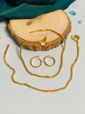 Set of 6 gold plated anklet & adjustable toe ring 4