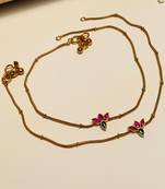 Set of 2 gold-plated bedded anklet