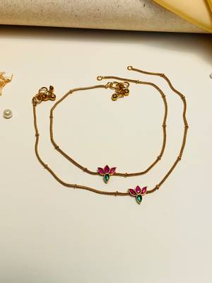 Set of 2 gold-plated bedded anklet 3