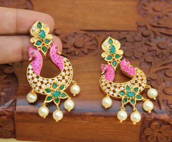 Matte finish peacock earring 1