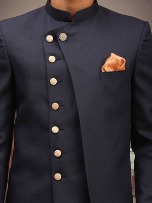 Men's navy blue indo western dhoti sherwani 2