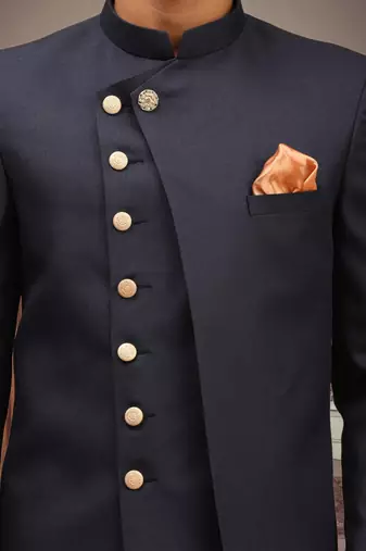 Men's navy blue indo western dhoti sherwani