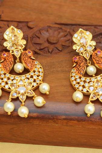 Matte finish peacock earring