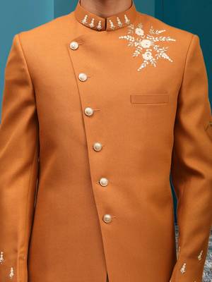 Men's mustard indo western dhoti sherwani 4