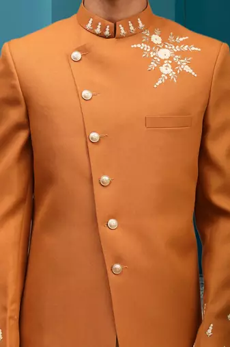 Men's mustard indo western dhoti sherwani