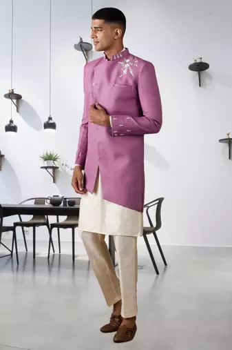 Men's purple indo western sherwani