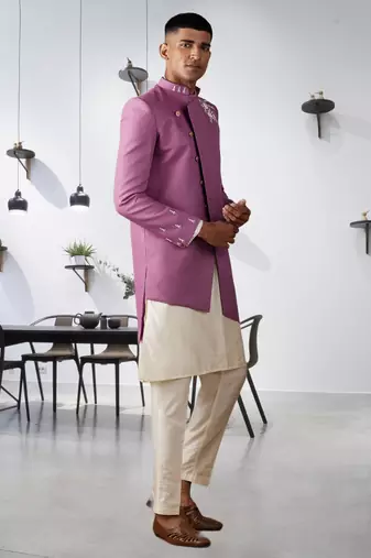 Men's purple indo western sherwani