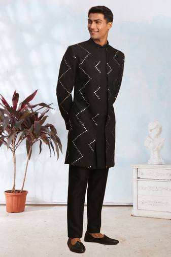 Men's black indo western sherwani