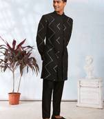 Men's black indo western sherwani
