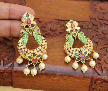 Matte finish peacock earring 1