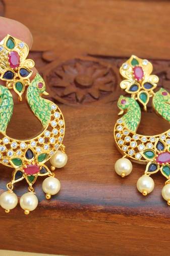 Matte finish peacock earring