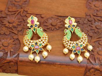 Matte finish peacock earring 2