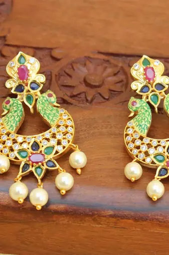 Matte finish peacock earring