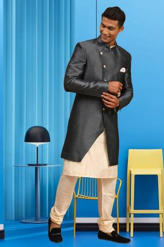 Men's black indo western sherwani