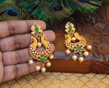 Matte finish peacock earring 1