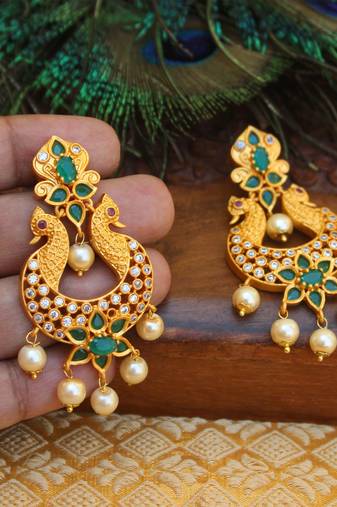 Matte finish peacock earring
