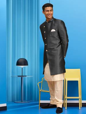 Men's black indo western sherwani 2