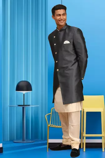 Men's black indo western sherwani