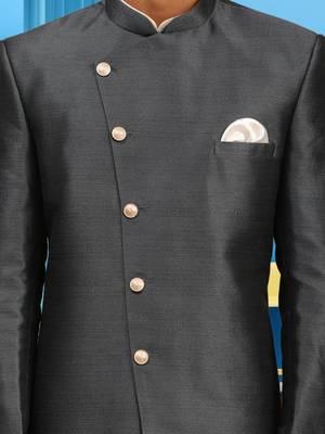 Men's black indo western sherwani 4