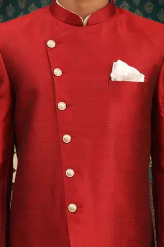 Men's red indo western sherwani