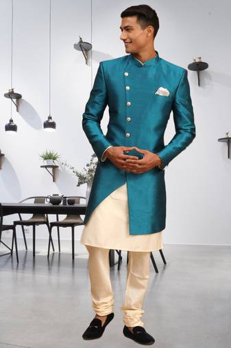 Men's tourquoise indo western sherwani