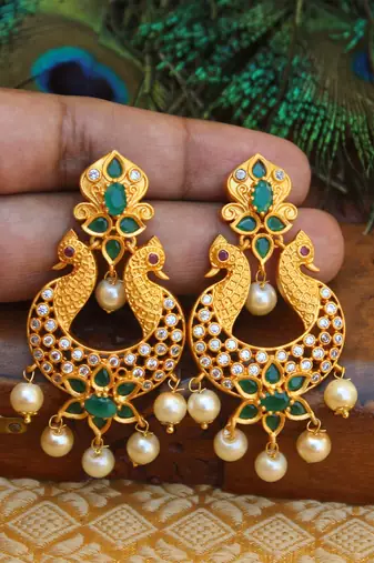 Matte finish peacock earring