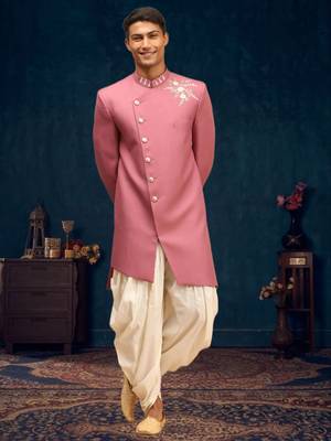 Men's pink indo western dhoti sherwani 1