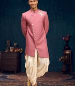 Men's pink indo western dhoti sherwani