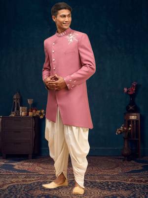 Men's pink indo western dhoti sherwani 2