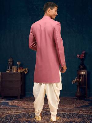 Men's pink indo western dhoti sherwani 3
