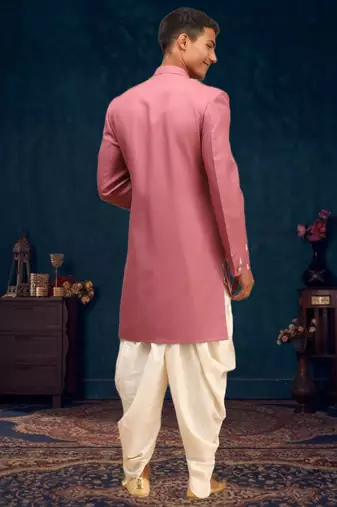 Men's pink indo western dhoti sherwani