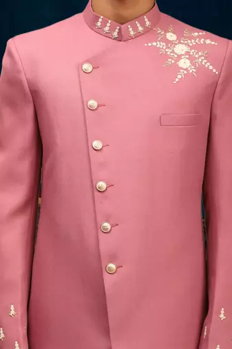 Men's pink indo western dhoti sherwani