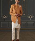 Men's mustard indo western sherwani