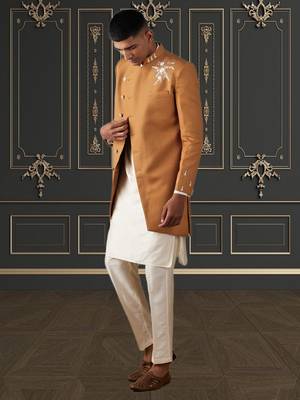 Men's mustard indo western sherwani 2