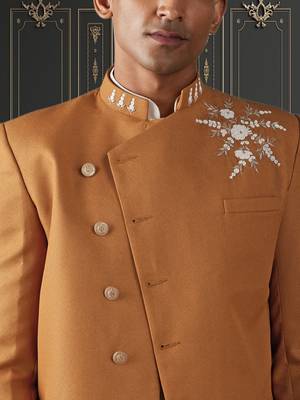 Men's mustard indo western sherwani 4