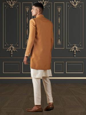 Men's mustard indo western sherwani 5