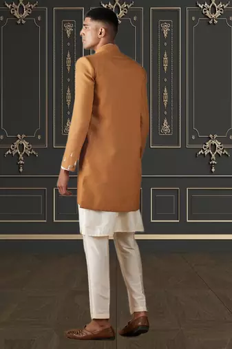 Men's mustard indo western sherwani