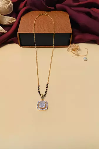 Latest gold plated american diamond mangalsutra