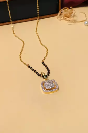 Latest gold plated american diamond mangalsutra