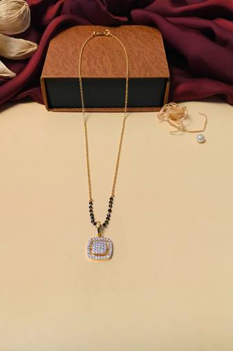 Latest gold plated american diamond mangalsutra