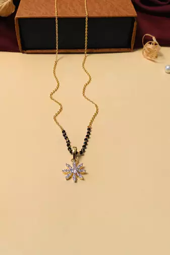 Latest gold plated american diamond mangalsutra