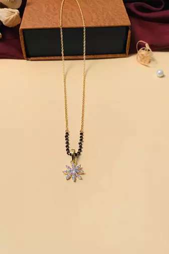 Latest gold plated american diamond mangalsutra