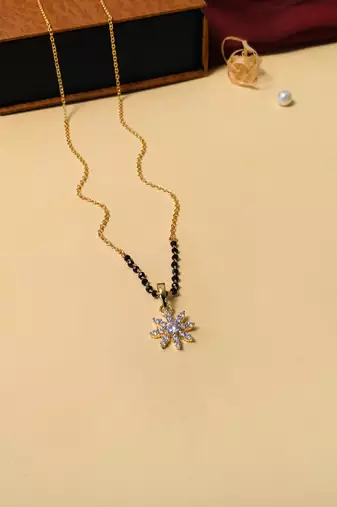 Latest gold plated american diamond mangalsutra