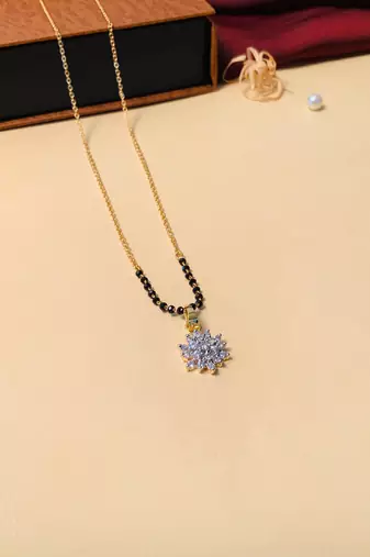 Latest gold plated american diamond mangalsutra