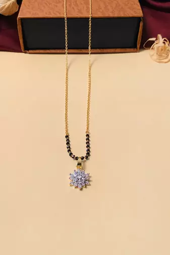 Latest gold plated american diamond mangalsutra