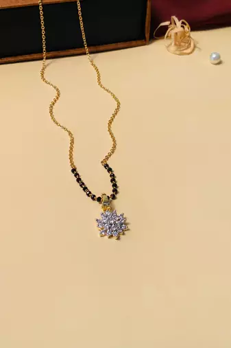 Latest gold plated american diamond mangalsutra